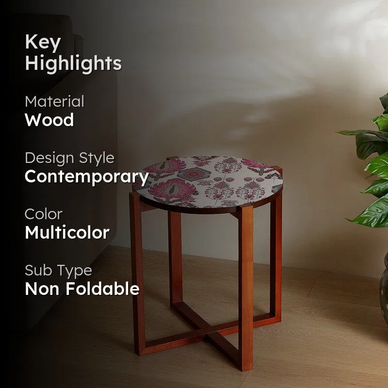 India Circus Wood Mystifying Round Side Table media 2