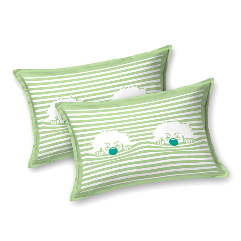 Illusion Stripey Fun Cotton Bedsheet (Green) - 200 TC media 5