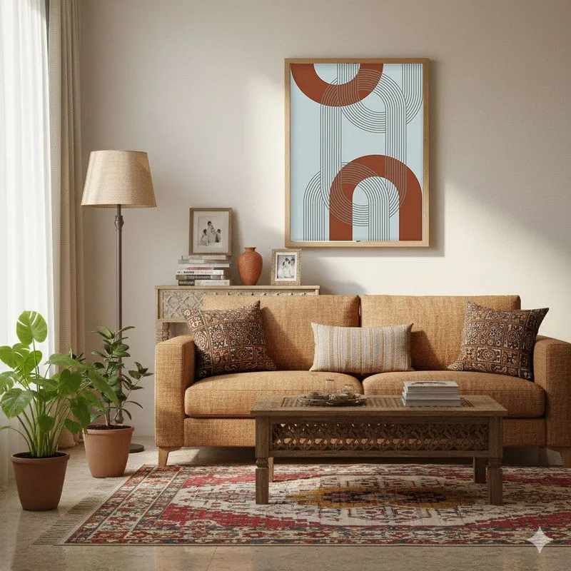 Linear Echo Canvas Wall Painting With Brown Frame media 4