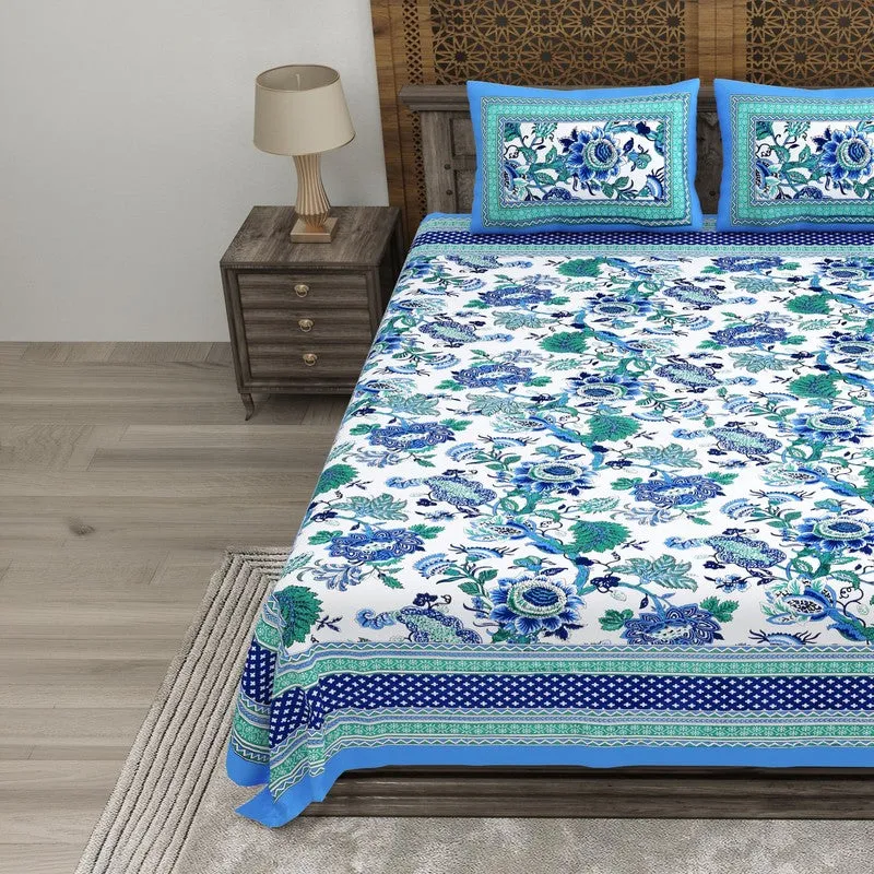 Tonear Cotton Bedsheet (Blue,Green) - 240 TC media 3