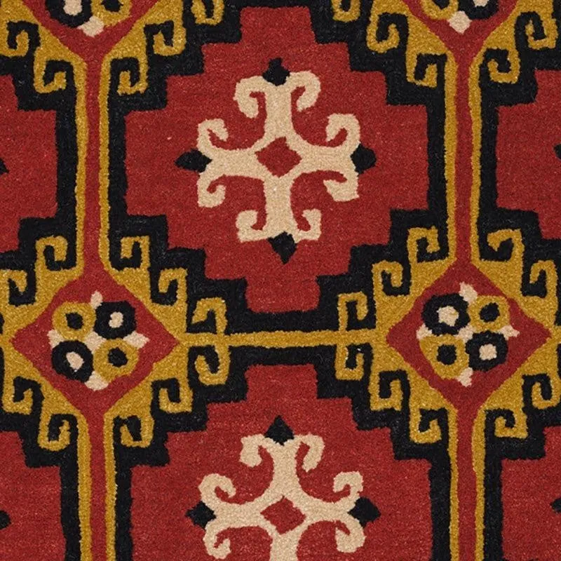 Gamling Hand Tufted Ethnic Wool & Nylon Carpet - Red & Brown media 8