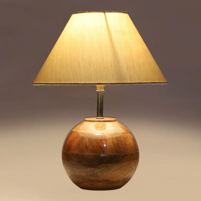 Auryon Cotton Table Lamp With Wooden Base media 4
