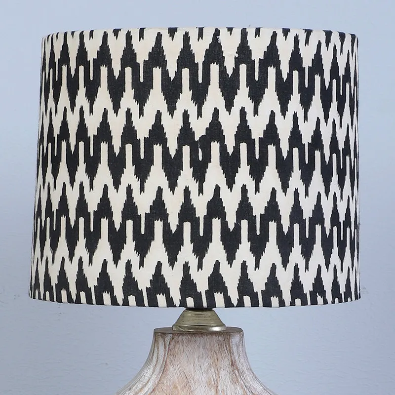 Chevronic Kian Printed Mango Wood Table Lamp - Black,White media 3
