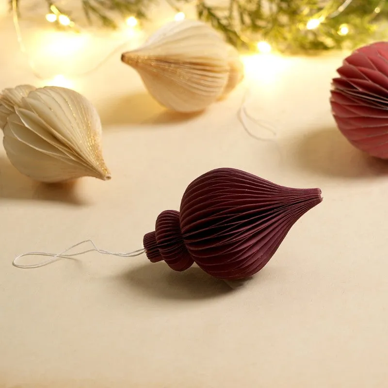Fig Living Christmas Ornaments (Off (White & Gold Glitter) - Pack Of Three) - Set Of Three media 9