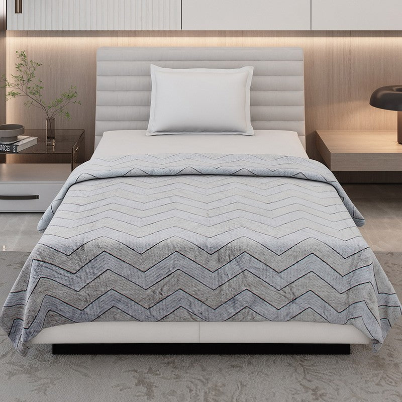 Monte Carlo Chevra Zigzag Print Polyester Blanket (Beige) - 300 GSM media 4