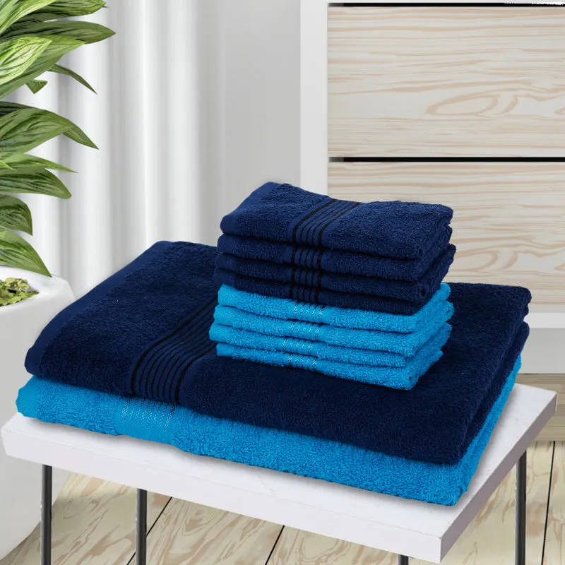 Comfora Bath & Face Towel Set (Sky Blue,Blue) - Ten Piece Set media 1