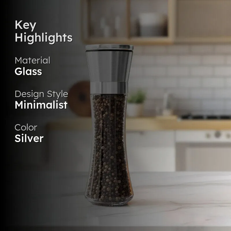 Conical Glass Salt & Pepper Shaker with Stainless Steel Top media 2