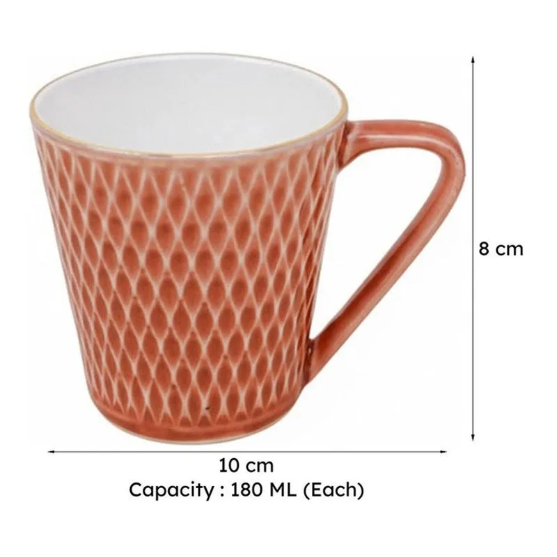 Bruna Porcelain Tea Cup (180 mL Each)/Orange)- Set of Six media 8