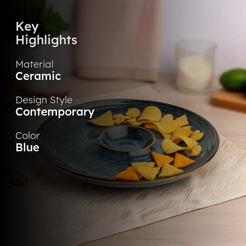 Midnight Reef Ceramic Chip n Dip Platter - Blue media 2