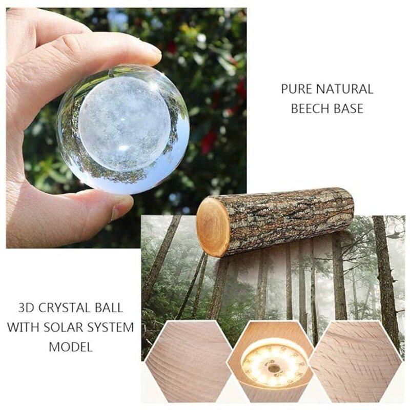 Crystal Ball Galaxy Led Wooden Table Lamp - Brown,Transparent media 3