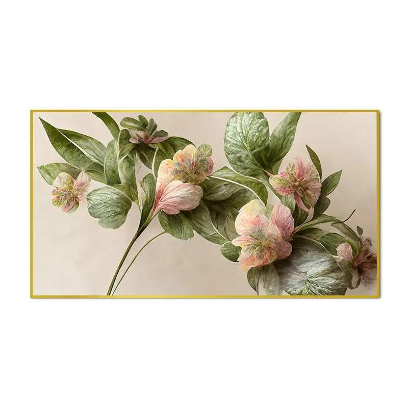 Ethereal Pink Blossoms Floral Canvas Wall Painting With Frame - Gold media 4