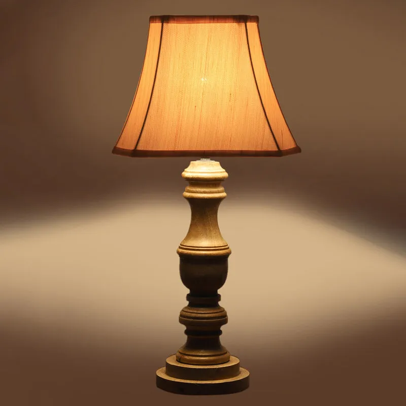 Allume I Carve Wooden Table Lamp - White,Brown media 5