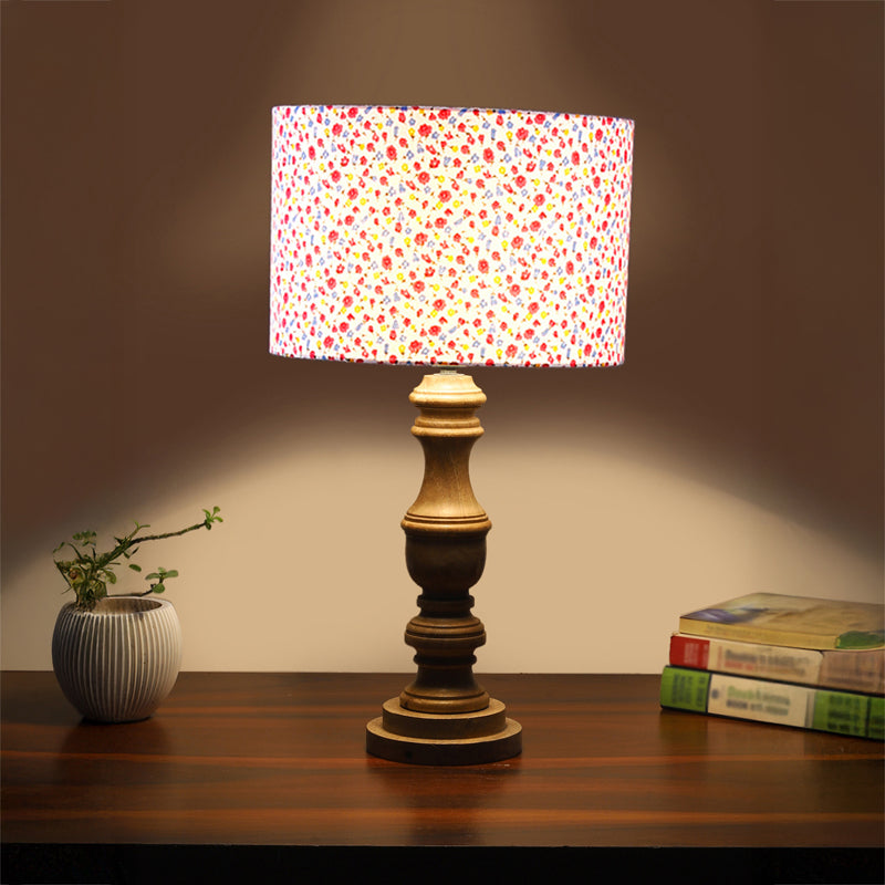 Fleura Carve Wooden Table Lamp - Multicolor