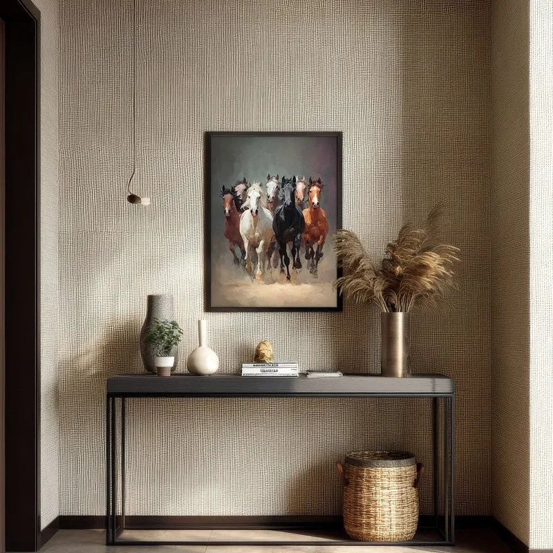 Gallop of Freedom Horse Archival Paper Wall Painting With Black Frame media 7