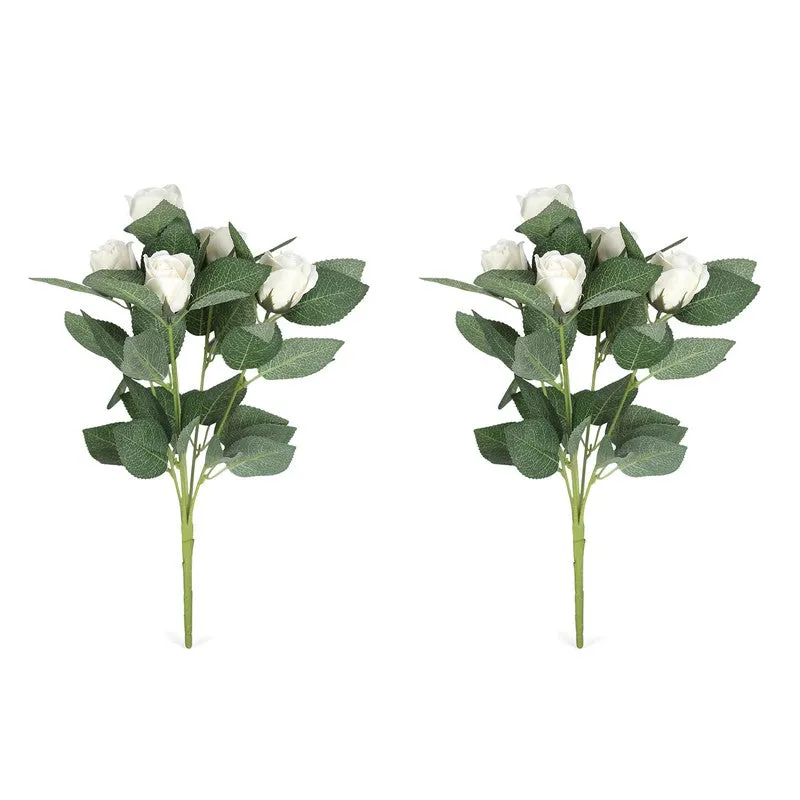Artificial White Rose Sticks - Set Of Two media 6