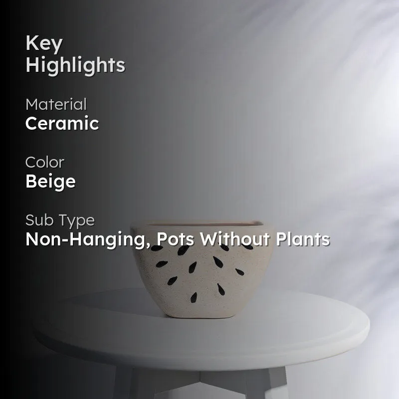Ugaoo Watermelon Matte Finish Beige Ceramic Planter media 2