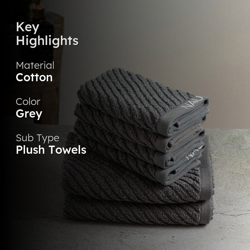 Nautica Riviera Soft Cotton Towel Set (Dark Grey) - Set Of Six media 2