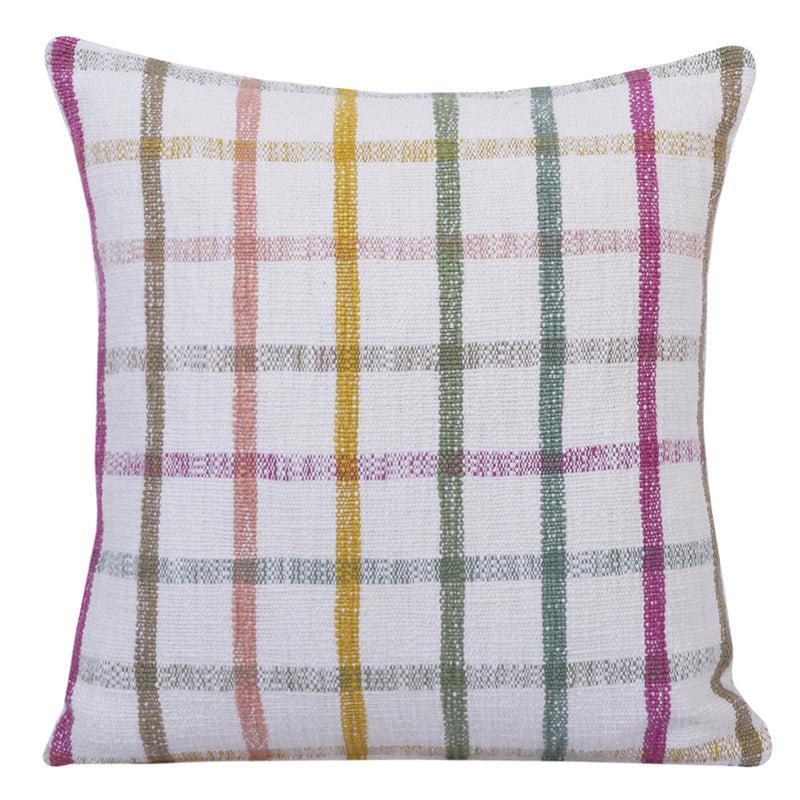 Subtle Squares Checked Cotton Cushion Cover - Set Of Two media 3