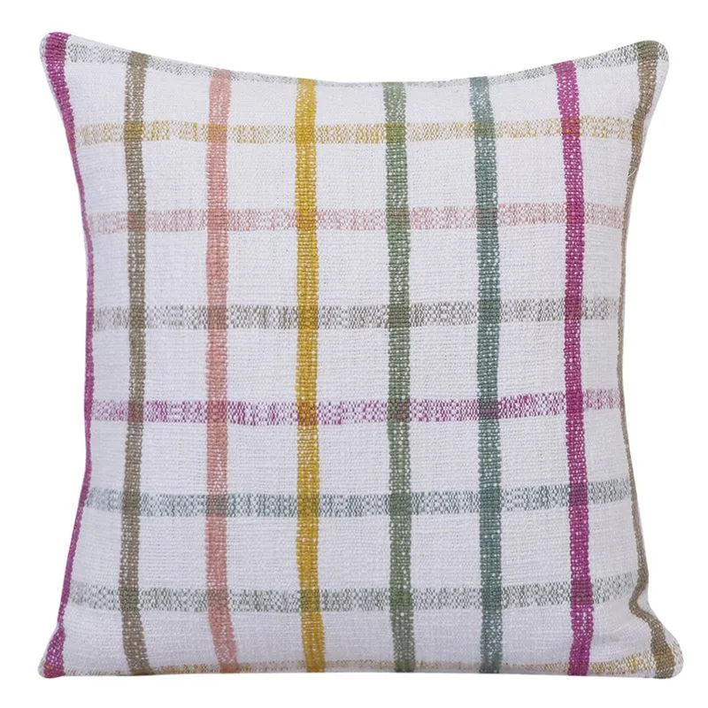 Subtle Squares Checked Cotton Cushion Cover - Set Of Two media 3