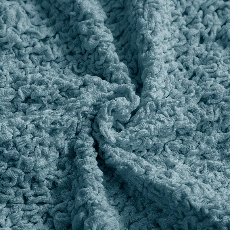 Refined Ruffles Solid Sofa Cover (Blue) - Single Seater media 4