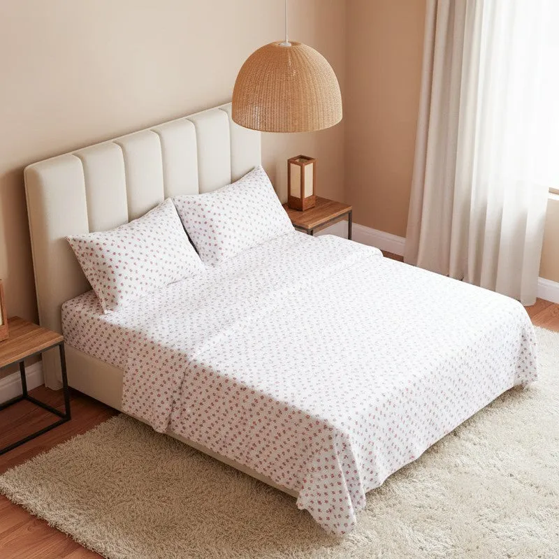 Serene Blooms Cotton Bedsheet (Orange) - 180 TC media 1