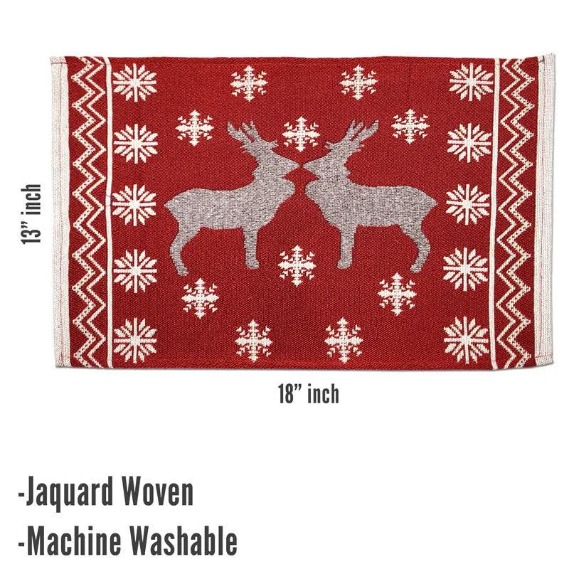 Crimson Stag Jacquard Woven Placemat - Set Of Eight media 7
