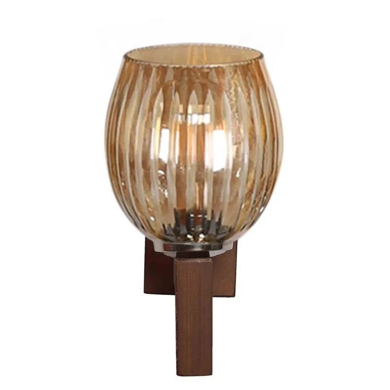 Vintage Glow Walnut Glass Wall Lamp media 7