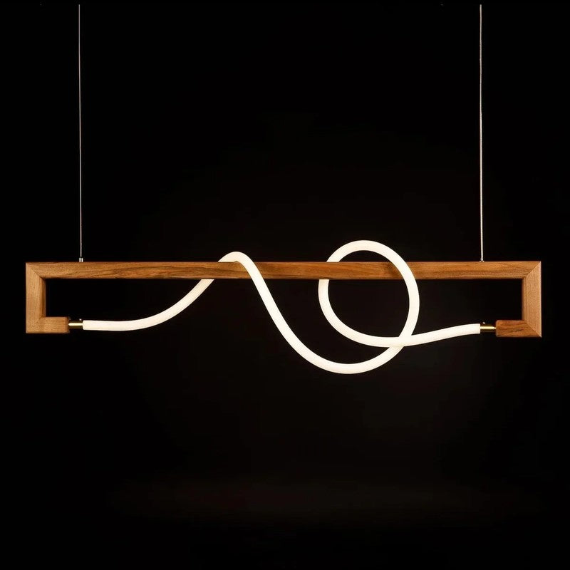 Wave LED Rose Wood Ceiling Lamp media 4