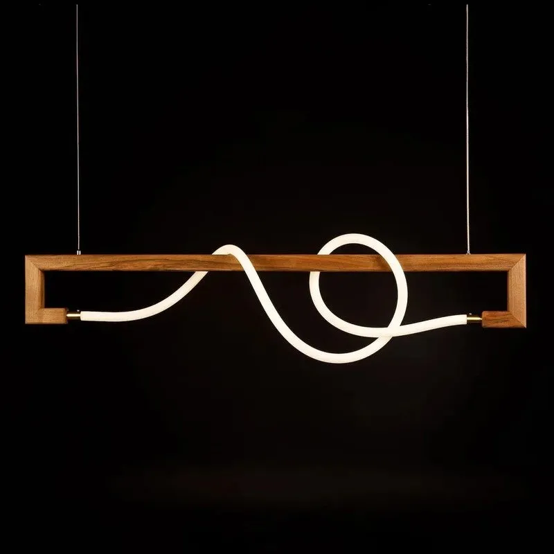 Wave LED Rose Wood Ceiling Lamp media 4