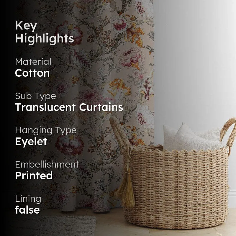 Mivaana Floral Curtain - Beige media 2