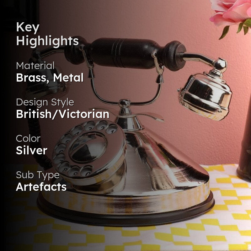 Rava Silver Antique Telephone Showpiece - Silver media 2