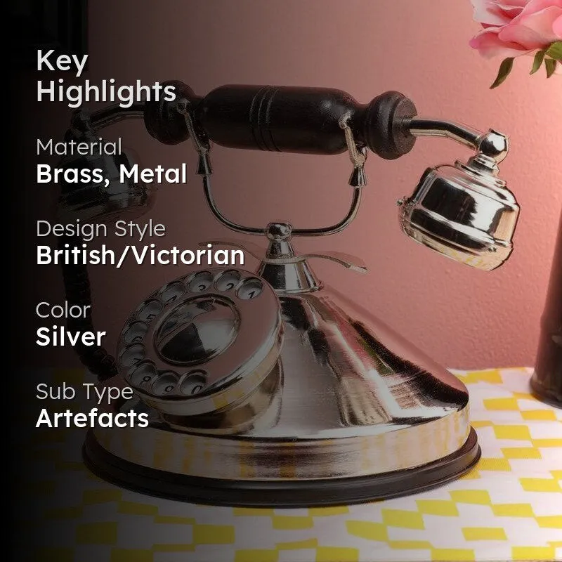 Rava Silver Antique Telephone Showpiece - Silver media 2