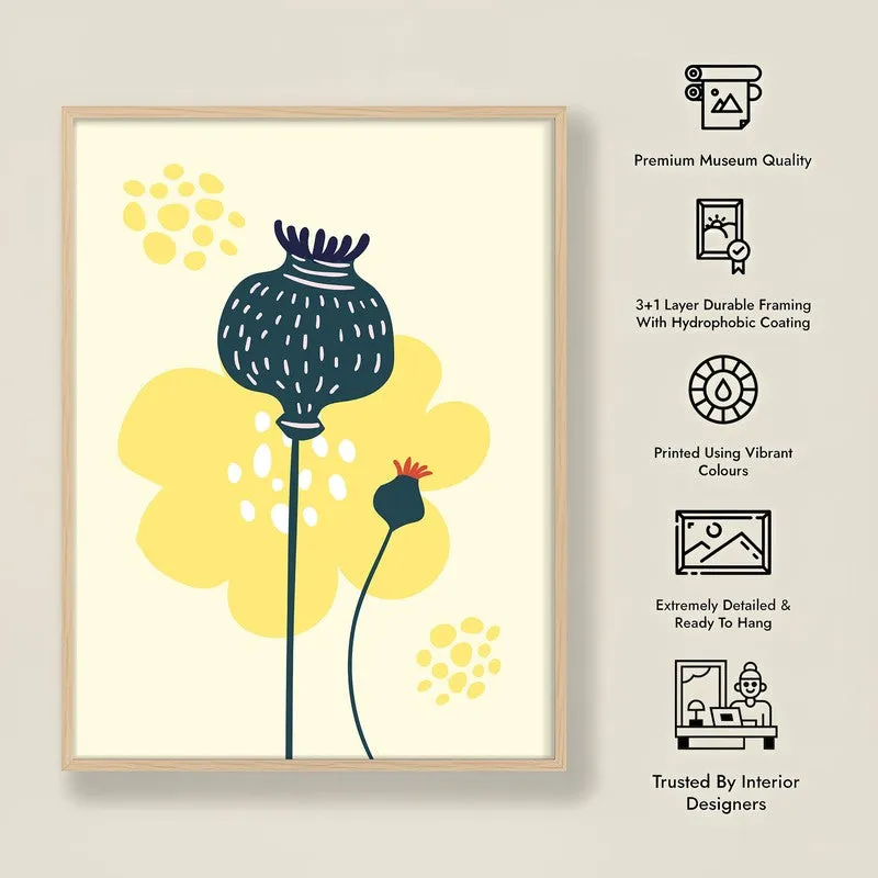 Sunlit Botanic Tranquility Archival Canvas Wall Art - Natural Brown Frame media 8