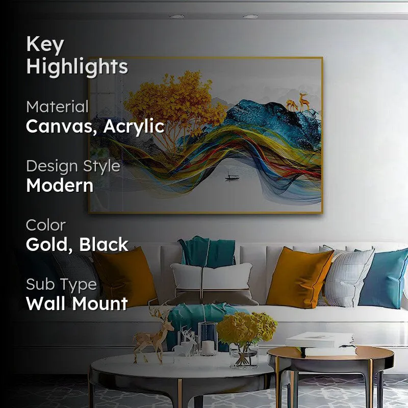 Gilded Sanctuary Modern Canvas Wall Art With Frame - Gold media 2