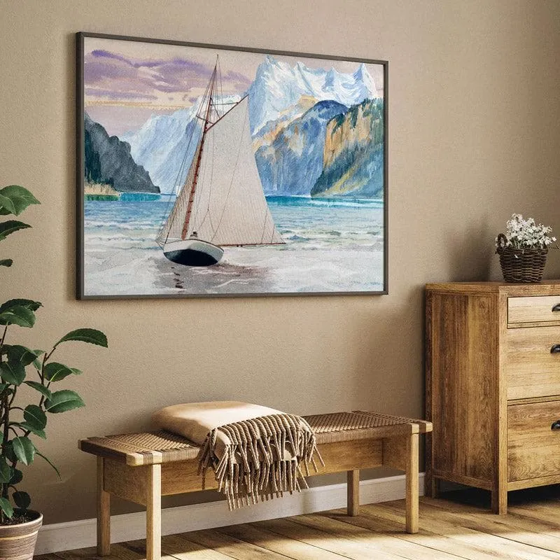 Sailboat Voyage Canvas Wall Painting - Black Frame media 5
