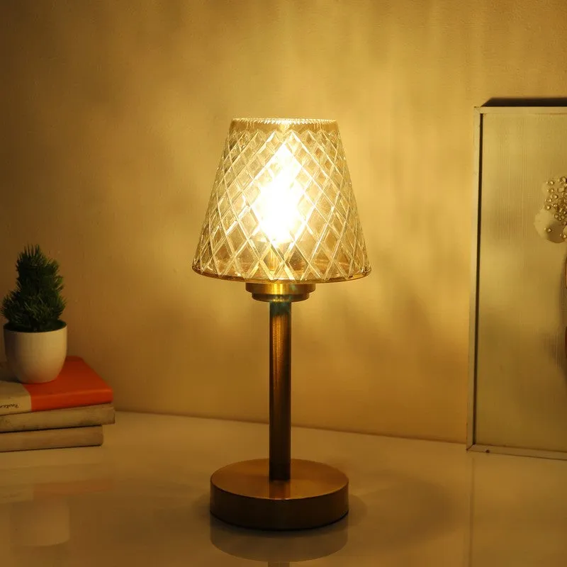 Aviora Elegant Mild Steel Table Lamp - Gold,Transparent media 3
