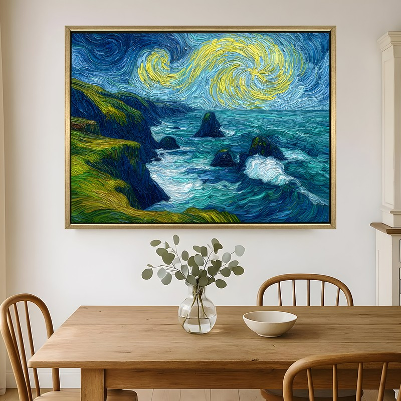 Starry Shore Canvas Wall Painting With Frame