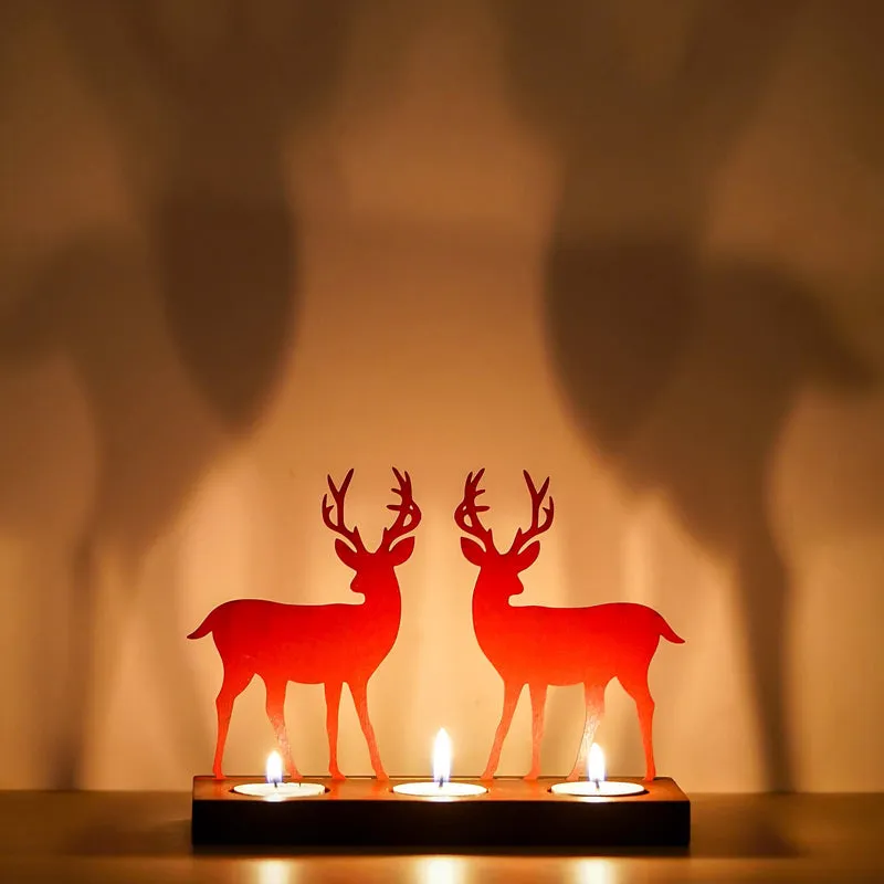 Blizten & Rudolph Wood Christmas Tea Light Holder - Red media 5