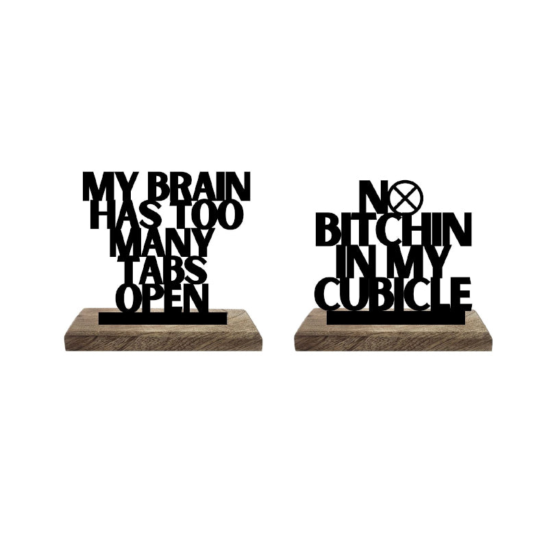 Quiet Cubicle Busy Brain Typography Showpiece - Set Of Two media 5
