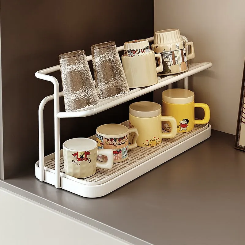 Cupora 2-Tier Cup Rack with Tray - White media 1