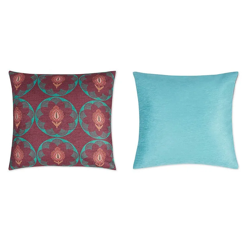 India Circus Rajwada Florals Printed Velvet Cushion Cover - Set Of Five media 4