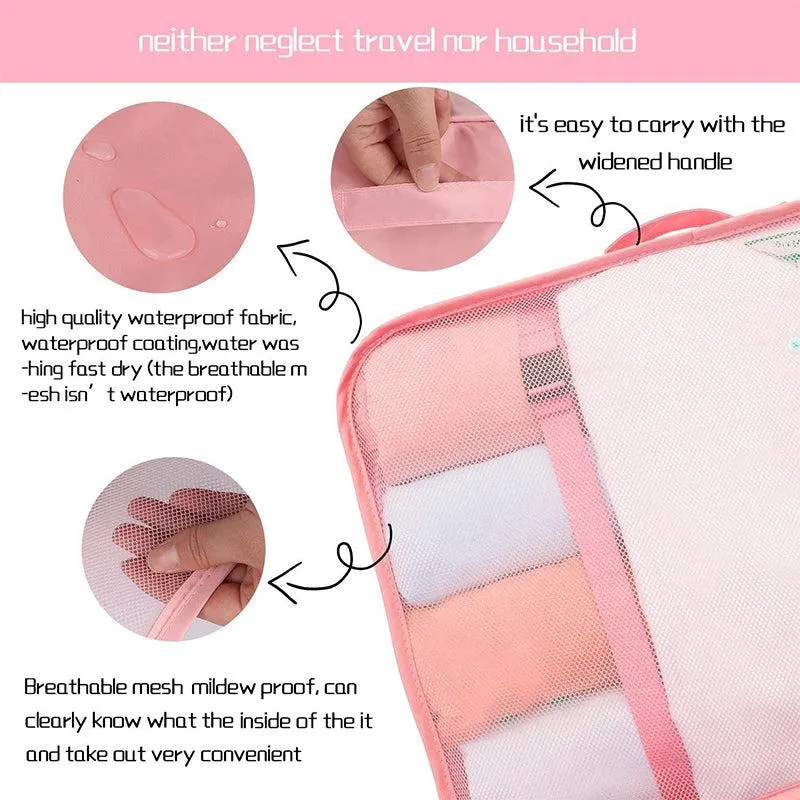 Robbie 7-Piece Pink Travel Organizer Set - Lightweight & Durable media 3
