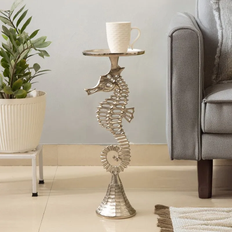 Seahorse Sculpt Aluminum Side Table - Silver media 1