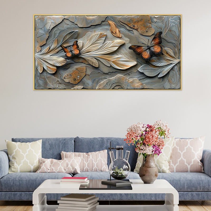 Leaf Relief Canvas Wall Painting