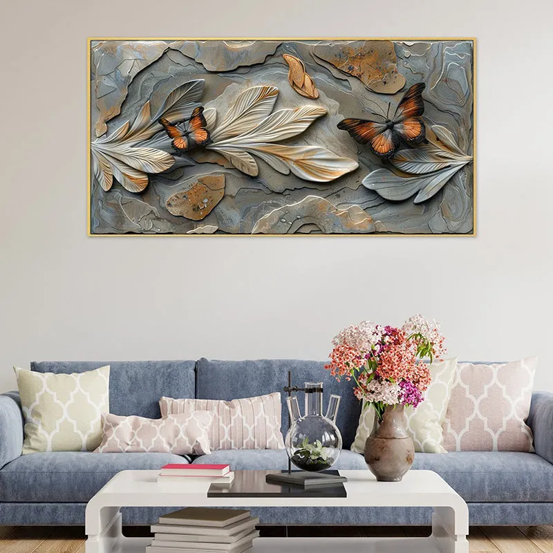 Leaf Relief Canvas Wall Painting media 1