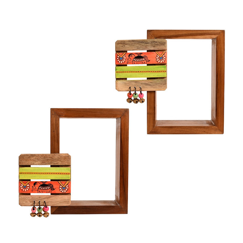 Pankhuri Terracotta & Wood Wall Shelve With Pot - Four Piece Set media 5
