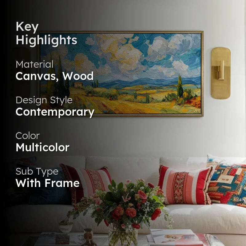 Sunlit Expanse Canvas Wall Painting With Frame media 2