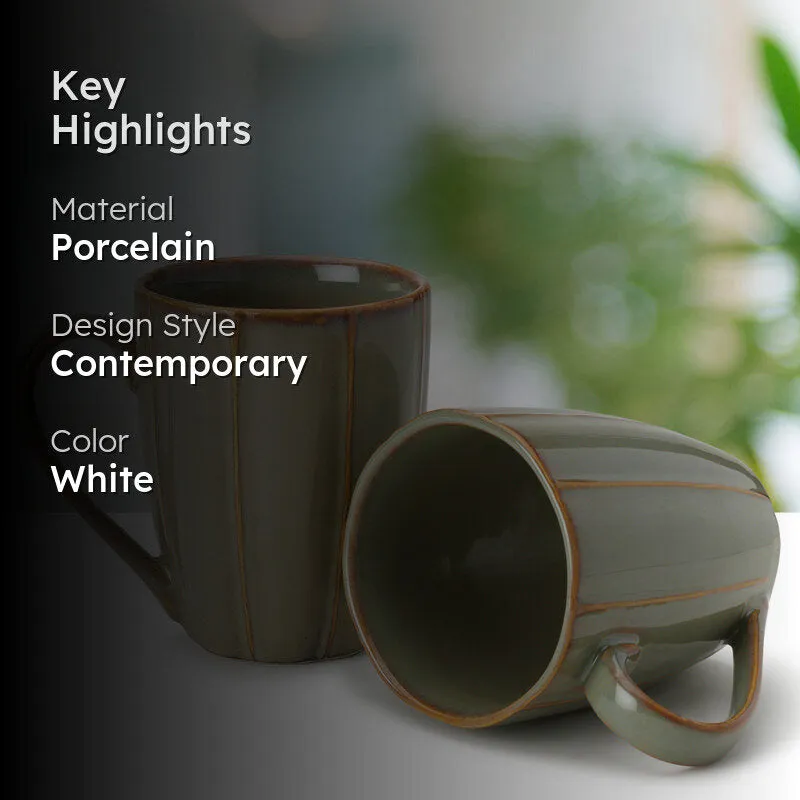 Ciro Porcelain Coffee Mug (300 mL Each/White) - Set of Two media 2