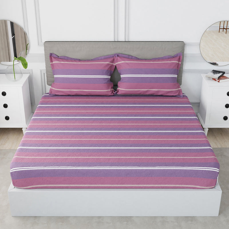 Nautica Stripe Symphony Cotton Bedsheet (Pink) - 210 TC media 3