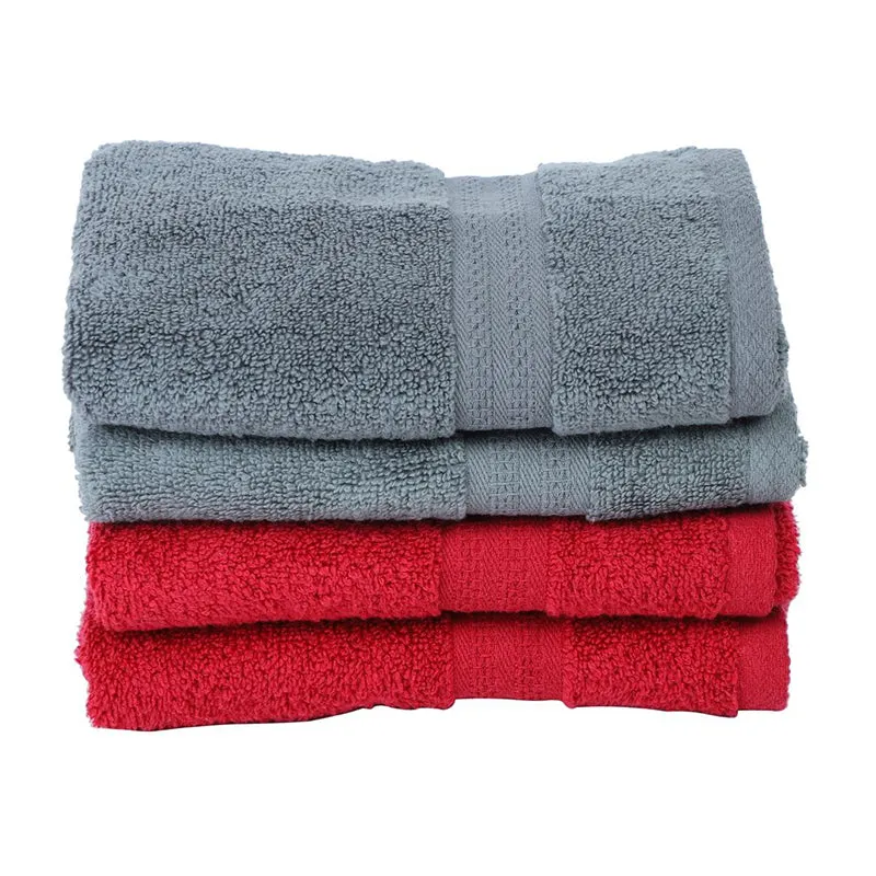 Nuage Cotton Hand & Face Towel (Red & Grey) - Set Of Four media 4